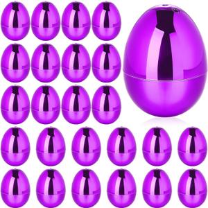 24 Pcs Fillable Easter Eggs 2.36 Inch Easter Eggs with Hinge Plastic Empty Eggs for Easter Egg Hunt Basket Stuffers Easter Theme Decorations (Purple)