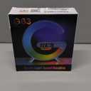 EQF LED Table Lamp with Wireless Charger, G Shaped Night Light Lamp with Bluetooth Speaker, Sunrise Alarm Clock, Smart Mini Atmosphere Lamp for Bedroom, Office, Living Area (Black)