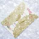 5''x7.3'' 20PCS Champagne Wedding Invitation Cards with Butterfly and Envelopes Glitter Laser Cut Lace Flora Invitations for Wedding Engagement Quinceaera Party (Champagne Glitter)