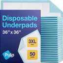 50 x PULP Incontinence Underpads 36" x 36" | XXXL Bed Pads Disposable Adult | Super Absorbency Chux Pads for Adults, Children & Babies | Incontinence Bed Pads & Pee Pads | FSA & HSA Eligible