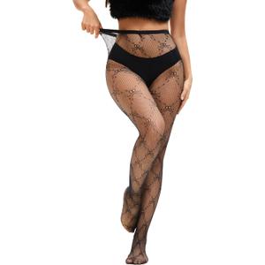 Gothic Skeleton Fishnet Tights, Black Stretchable Hosiery, Halloween Spooky Skull Design for Women