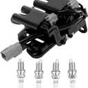 1PCS UF419 Ignition Coils + 4PCS 4503 Iridium Spark Plugs Ignition Coils Pack Fits for 2003-2006 Elantra, 2005-2009 Tucson, 2005-2009 Spectra 2.0L, Coil Pack Set Replace OE C1434