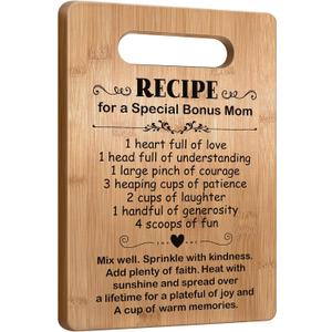 Popular Gifts for Bonus Mom Mothers Day, Cutting Board Gift for Bonus Mom, Bonus Mom Birthday Gifts from Daughter Son