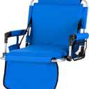 LET'S CAMP Folding Stadium Seat Bleacher Chair with Cup Holder, Mesh Bag and Hide Hooks, Portable Stadium Chair with Back and Cushion, 17.3" W X 15.1" D
