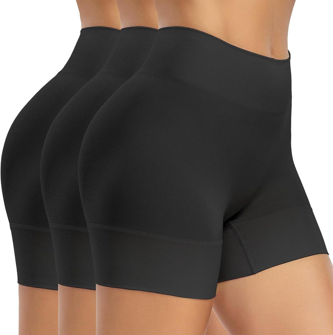 BESTENA 3 Pack Slip Shorts for Under Dress Anti Chafing Shorts Boy shorts Panties for Women (Black, Medium)