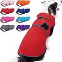 MIGOHI Reflective Waterproof Dog Coat, Medium, Red, Fleece Lined, Stormguard