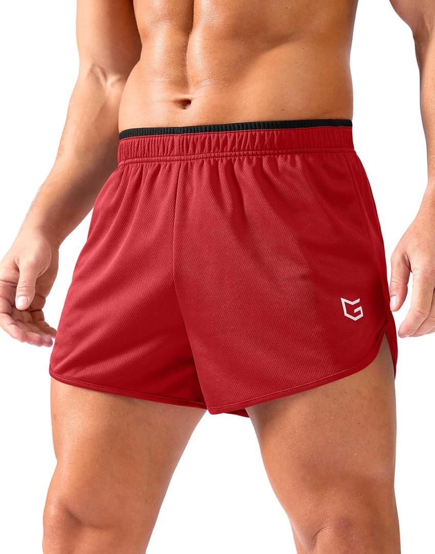 G Gradual Running Shorts for Men 3.5 inch Lightweight Breathable Gym Shorts with Brief Liner Athletic Training Workout Sport (Small, Red)