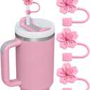 4 x Flower Straw Cover Cap for Stanley Cup, 3Pcs Straw Toppers Accessories Compatible with Pink Stanley Cup 40 Oz Tumbler, for Home and Party Decor (Pink)