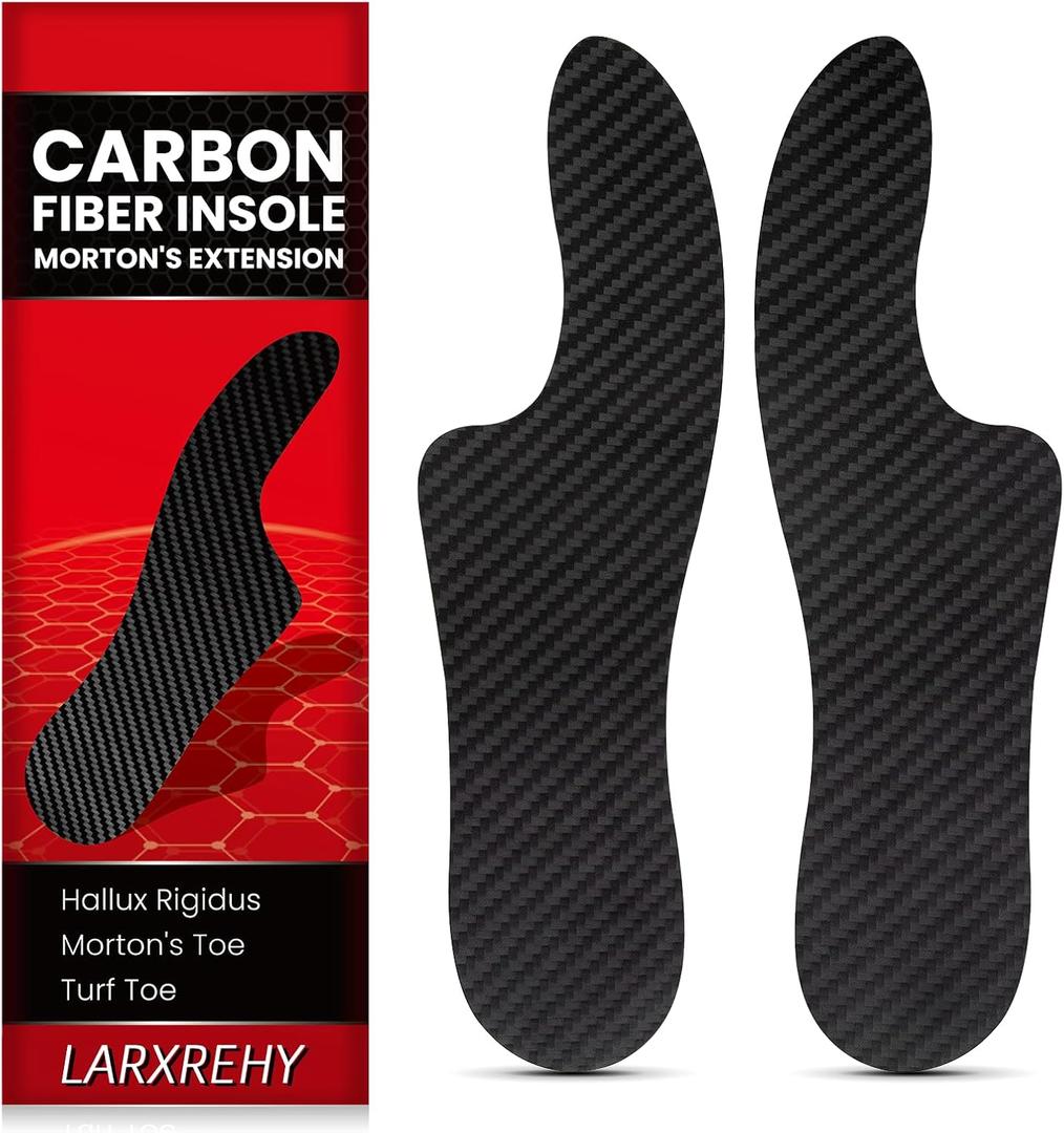 Carbon Fiber Insole(1 Pair): Rigid Shoe Insert for Men & Women - for Morton's Toe, Turf Toe, Hallux Limitus and Rigidus, Arthritis - Alternative to Post Op Shoe(285mm,Fit W Size 12-12.5, Mens 11-11.5)