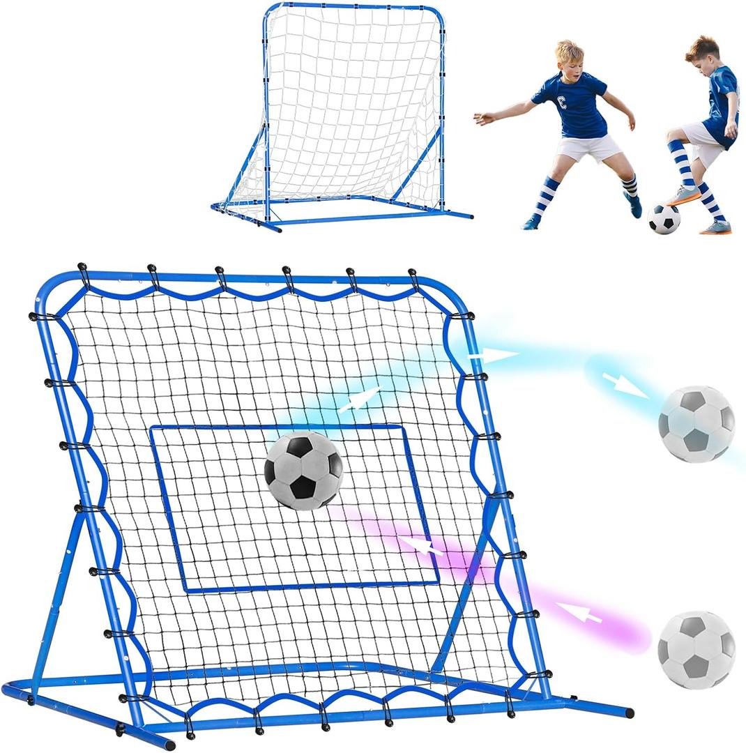 Dual-Mode Soccer Goal Net & Soccer Rebounder Net,Premium Durability for Intense Shooting Training,Quick-Switch Angle Soccer Training for Control,Passing Practice,Soccer Gifts for Kids Teen Adult (4FTx4FT)