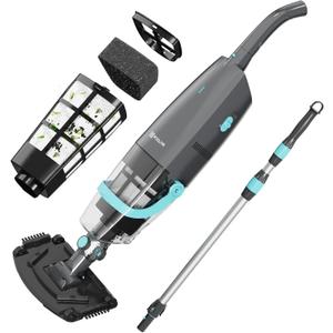 Cordless Handheld Pool Vacuum, Rechargeable Pool Cleaner with 16 Gal/Min Suction, 60 Min Runtime, Dual-Phase Cleaning System, Ideal for Above Ground Pools, Spas, Hot Tubs, Black