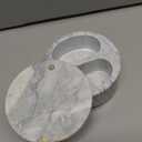 Marble Salt Cellar and Storage Box with Two Compartments Salt Box with Swivel Lid for Storing Spice (Gray white)