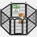 Dog Playpen for Indoor & Outdoor, 24 inch 6 Panels Metal Puppy Playpen for Puppies/Small Dogs, Portable Pet Fence for Yard, Camping, Travelling, Black