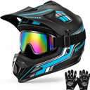 Yesmotor Youth Dirt Bike Motorcycle Helmet Kid Full Face Helmet DOT (Blue, X-Large)