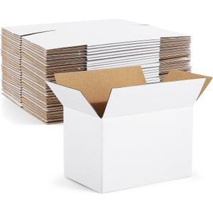 Eupako 6x4x4-Small-Shipping-Boxes-30-Pack-White-Corrugated-Box-Mailers, Cardboard Boxes for Packaging Small Business, Mailing