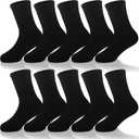 Kids Classics Crew Socks 10 Pairs Child Boy Girls Athletic Cotton Basic School Uniform Breathable Casual Sports Socks (9-12 Years, Black)