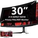 30 Inches Privacy Screen Filter for Curved 21:9 Ultrawide Monitor | Computer Privacy Shield | Anti Glare & Blue Light Filter | UV & Eye Protection | Anti-Scratch Protector Film