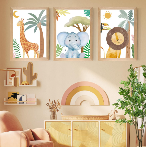 Set of 3 Framed Safari Animals Nursery Wall Art Liberia
 (16L" x 12W") Set of 3 Framed Safari Animals Nursery Wall Art Liberia
 (16L" x 12W")