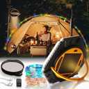 Camping String Lights & Lanterns,49.2 ft 4500mAh Rechargeable Solar Camping Fairy Lights with 8 Lighting Modes, IPX4 Waterproof Retractable Tent String Lights with Remote Control&Storage Bag