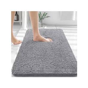 Bathroom Rugs 30x20, Extra Soft Absorbent Chenille Bath Rugs, Rubber Backing Quick Dry, Machine Washable Bath Mats for Bathroom Floor, Tub and Shower, Home Decor Accessories, Grey