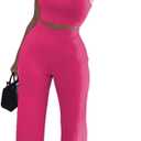 Nimsruc 2 Piece Outfits for Women Casual Sweat Sets Tracksuits (Medium, 8083 Rose Red)
