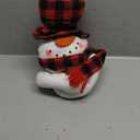Christmas Snowman Tree Topper, Large Plush Snowman Treetop Hugger with Red and Black Buffalo Plaid Hat & Scarf, Fluffy Xmas Tree Ornament Holiday Winter Wonderland Home Party Decorations Supplies