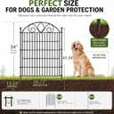 10-Panel No-Dig Tall Garden Fence 34H x 22L Rustproof Metal Dog Fence, Decorative Yard & Garden Animal Barrier, Easy Install Outdoor Pet & Flower Bed Border, Temporary Fence