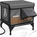 Heated Cat House for Outside,Dual Camera Mounts,100% Weatherproof & Extremely Insulated,Elevated Feral Cat Shelter with Escape Door,Waterproof Eaves for Outdoor Stray Barn Cat(Dark Grey,S)