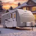 Umbrauto RV Cover for 30-33ft Travel Trailer: Lightweight, Waterproof Camper Cover for Toy Hauler, Winter Campsite, with Gutter Covers, Tongne Jack Covers, Windproof Straps