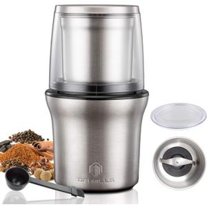 DR MILLS DM-7412N Coffee Grinder Electric, Spice Grinder electric, detachable cup, Blade & cup made with SUS304 stianlees steel,200w small food grinder