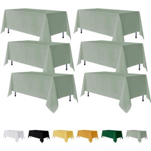 Fitable 6 Pack Sage Green Rectangle Table Clothes - 90 x 132 Inch - Wrinkle and Stain Resistant Fabric Tablecloths, Washable Polyester Table Covers for Wedding, Party, Banquet, Formal Events