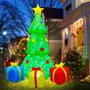 Joliyoou Christmas Yard Decorations, 5.9 FT Inflatable Lighted Christmas Tree with Rotating Projection Lamp, Jumbo Blow Up Xmas Tree with Gift Boxes Outdoor Indoor Decorations