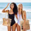 2 Pcs Mesh Beach Bags, 2 Sizes Causal Beach Bags for Women, Beach Tote Bag with Mini Pocket, Pool Bag for Travel (Khaki)
