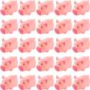 25 Pieces Mini Rubber Pigs Bulk Baby Bath Toy Pink Tiny Piggies Squeaky Pig Toys for Shower Birthday Party Gift Decoration