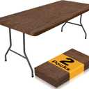 Smiry 2 Pack Rectangle Table Cloth 6 Foot, Waterproof Elastic Fitted Tablecloths, Windproof Washable Polyester Table Cover for Picnic, Camping, Outdoor (Brown, 30"x72")