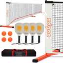 Pickleball Net Set for Driveway, 22FT Regulation Size Pickleball Net with Paddles Set of 4, Outdoor Pickleballs and Carry Bag for Driveway, Weather Resistance Strong Steel Frame (Orange)