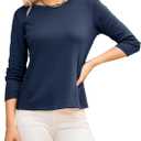 Dokotoo Long Sleeve Shirts Crewneck Womens Tops 2025 Fall Outfits Comfort Basic Tees Fashion Clothing (L)