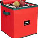 HOLDN STORAGE Christmas Ornament Storage Box Christmas Decor Storage Containers that Store up to 64  3 x 3 Holiday Xmas Ornaments  Adjustable Compartment To Fit Many Sizes Ornaments  Red