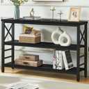 HOMBAZAAR Sofa Table,Industrial Console Table with Storage,Entryway Table with Engineered Wood and Metal,3 Tier Shelf for Living Room,Hallway,Black,47 Inch