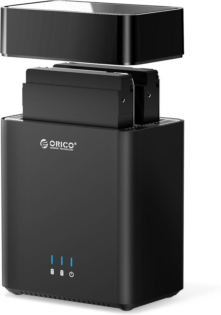 ORICO 2 Bay 3.5 Inch Hard Drive Enclosure USB C Magnetic Tool-Free External HDD Enclosure Supports UASP with 12V/4A Power Adapter for Family Storage Expansion Up to 36TB(2x18) - DS200C3
