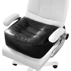HOMBYS Extra Thick Chair Cushions for Office,6 in Breathable Adult Booster Seat for Car, Waterproof Car Seat Cushion to Raise Seat Height, PU Leather Desk Chair Cushion for Long Sitting, Black 