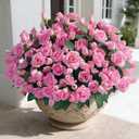 16 Bundles Artificial Roses for Front Door Outdoor Decor, Realistic Fake Silk Bouquets Flowers Faux UV Resistant Real Looking Rose Plants for Garden Balcony Farmhouse Home Spring Summer Decor (Pink)
