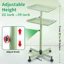 Salon Tray, Metal Feet Salon Rolling Tray Cart, Salon Tray on Wheels with Adjustable Height, Salon Color Tray Ideal Use As Tattoo Tray, Medical Tray, Dental Tray…