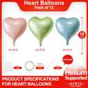 7 x Pink Heart Shaped balloons Pack of 12,18 Inch Love Valentine Balloons Heart Romantic Balloons For Valentines Day Propose Marriage Wedding Bridal Shower Engagement Party Decorations (12 Baby Pink Blue Olive)