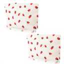 LXUEJIE 2Pcs Makeup Bag, Strawberry Makeup Bags, Make Up Bags for Women Corduroy Makeups Baging, Bag Organizer Pouches for Women Cosmetic Accessories(White) (White)