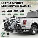 ECOTRIC 500LB Hitch Mount Motorcycle Carrier Transportation Racks Hitch Mount Rack Dirt Bike Hitch Truck Heavy Duty Steel Powder Coated Black w/Loading Ramp Tilt Stability Locking Device
