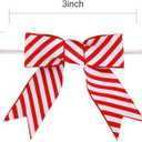 2 x 30 Pcs 3 Inches Mini Twist Tie Red Striped Printed Grosgrain Ribbon Bow Smal Bows for Applique Embellishment Crafts Sewing Scrapbook Baby Shower Wedding Christmas Girls Dress Hair
