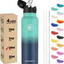 Han's Bottle Sports Water Bottle - 24 Oz, Straw Lid, Leak Proof, Vacuum Insulated Stainless Steel, Double Walled, Thermo Mug,Gradient Blue