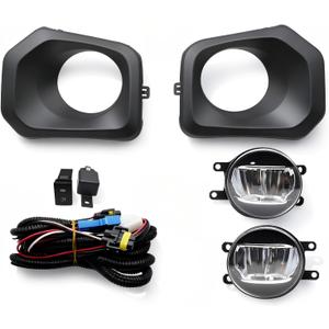 Not Halogen Fog Lights Assembly Compatible with Tacoma SR SR5 2016-2023 w/Bezels and Wiring Harness and Switch Kit and Pair H11 60W 12V Bulbs Right and Left Side