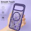 DOMAVER for Google Pixel 10/10 Pro Case, Magnetic Phone Case for Pixel 10/10 Pro [Compatible with MagSafe] Slim Fit Flowers Floral Design Shockproof Protective Bumper Women Men Girls Cover- Purple